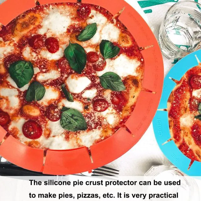 Alt view image 3 of 7 - Adjustable Silicone Pie Crust Shield Pie BPA-free Protectors Cover Kitchen Tool for Baking Pie Pizza, Fits 8-11.5 Inches Pie (Blue-2pcs)