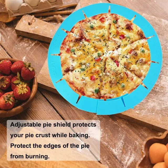 Alt view image 4 of 7 - Adjustable Silicone Pie Crust Shield Pie BPA-free Protectors Cover Kitchen Tool for Baking Pie Pizza, Fits 8-11.5 Inches Pie (Blue-2pcs)