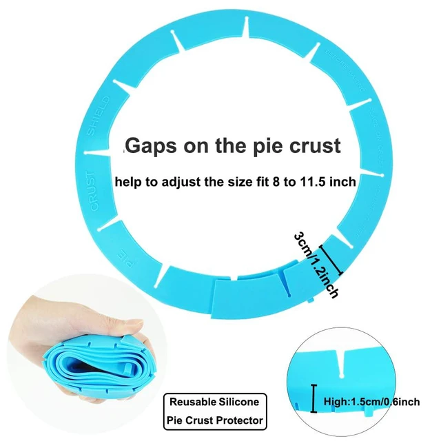 Alt view image 6 of 7 - Adjustable Silicone Pie Crust Shield Pie BPA-free Protectors Cover Kitchen Tool for Baking Pie Pizza, Fits 8-11.5 Inches Pie (Blue-2pcs)