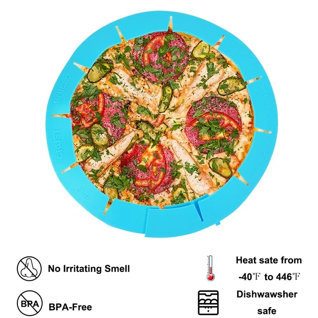 Alt view image 5 of 7 - Adjustable Silicone Pie Crust Shield Pie BPA-free Protectors Cover Kitchen Tool for Baking Pie Pizza, Fits 8-11.5 Inches Pie (Blue-2pcs)