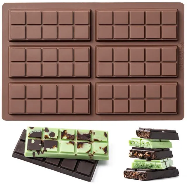 Main image of Chocolate Bar MoldNon-Stick Chocolate Molds100% Food Grade Silicone Mold | DIY Chocolate Bar Mold, Chocolate Chip Mold for Dubai Pistachio Rod, Candy, Snacks,Knafeh Pistachio Rod and More(10 Snap)