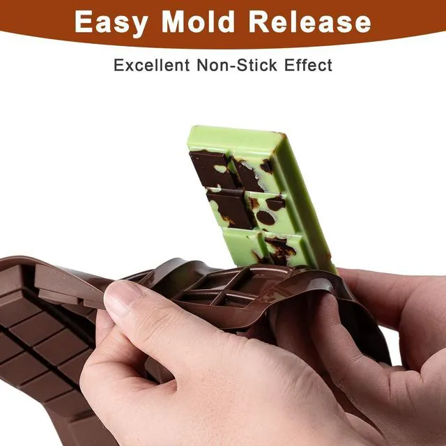 Alt view image 3 of 6 - Chocolate Bar MoldNon-Stick Chocolate Molds100% Food Grade Silicone Mold | DIY Chocolate Bar Mold, Chocolate Chip Mold for Dubai Pistachio Rod, Candy, Snacks,Knafeh Pistachio Rod and More(10 Snap)