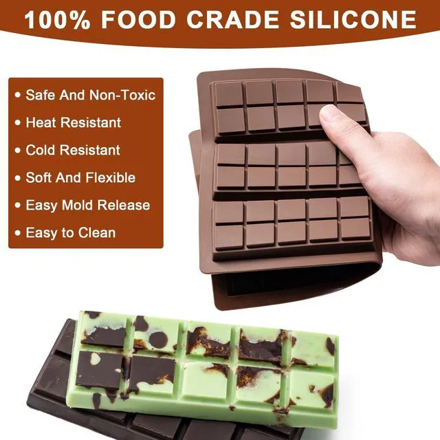 Alt view image 4 of 6 - Chocolate Bar MoldNon-Stick Chocolate Molds100% Food Grade Silicone Mold | DIY Chocolate Bar Mold, Chocolate Chip Mold for Dubai Pistachio Rod, Candy, Snacks,Knafeh Pistachio Rod and More(10 Snap)