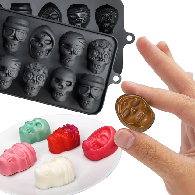 Alt view image 5 of 7 - Halloween Silicone Candy Molds, 2Pack Skull Chocolate Moulds Wax Melt Moulds for Making Chocolate,Cake,Pudding,Jelly,ice Cubes Halloween Party