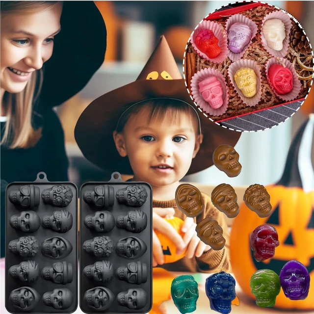 Alt view image 6 of 7 - Halloween Silicone Candy Molds, 2Pack Skull Chocolate Moulds Wax Melt Moulds for Making Chocolate,Cake,Pudding,Jelly,ice Cubes Halloween Party