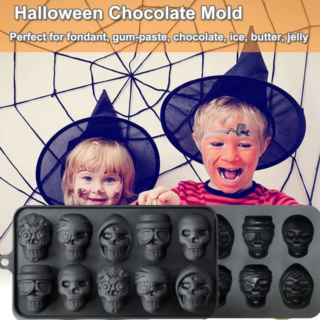 Alt view image 7 of 7 - Halloween Silicone Candy Molds, 2Pack Skull Chocolate Moulds Wax Melt Moulds for Making Chocolate,Cake,Pudding,Jelly,ice Cubes Halloween Party
