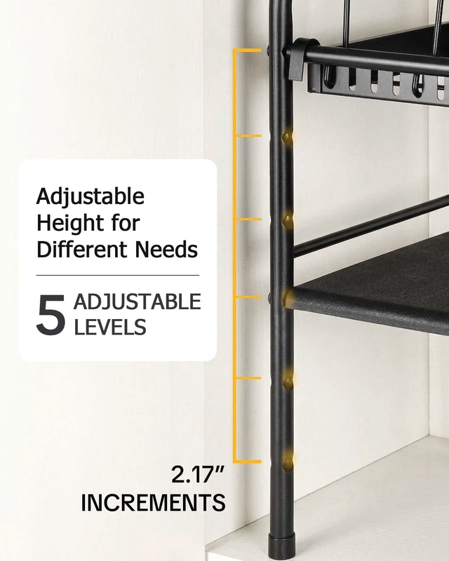 Alt view image 5 of 7 - Pots and Pans Organizer Under Cabinet, 2-Tier Expandable Pot Rack | 10 Dividers for Lid Separation, 5-Level Adjustable Height, Kitchen Cookware Pan Holder Shelf, Carbon Steel Frame