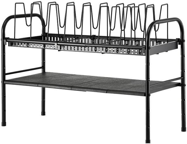 Alt view image 7 of 7 - Pots and Pans Organizer Under Cabinet, 2-Tier Expandable Pot Rack | 10 Dividers for Lid Separation, 5-Level Adjustable Height, Kitchen Cookware Pan Holder Shelf, Carbon Steel Frame