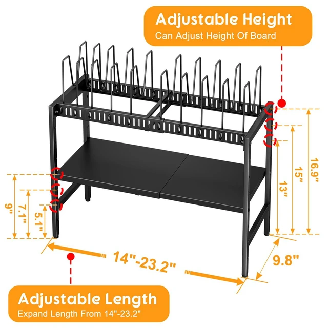 Alt view image 2 of 7 - 2-Tier Pots and Pans Organizer Under Cabinet,Expandable Pots Lid Organizers Inside Cabinet,Adjustable Metal Storage Shelves Organizer Rack with 10 Dividers For Kitchen Pantry Organization and Storage