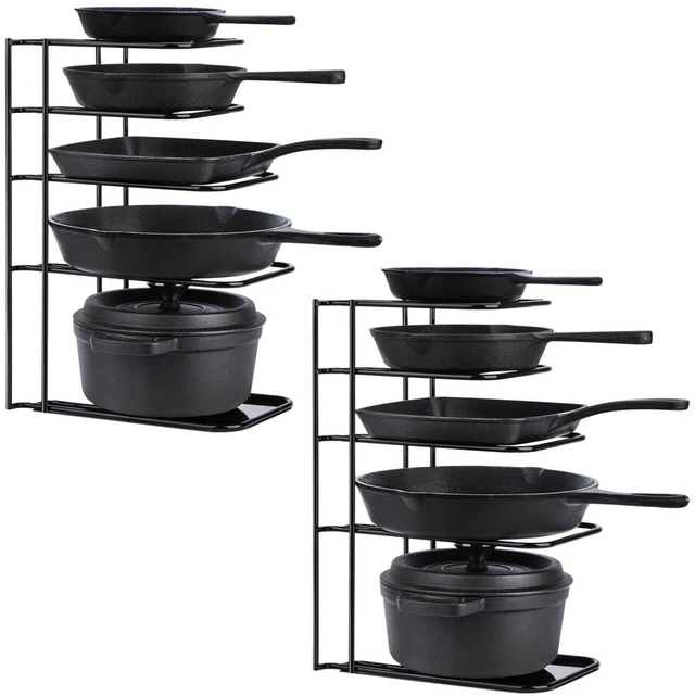 Main image of Heavy Duty Pan Organizer,Storgae Rack for Cast Iron Skillets 2 Pack | 5 Tier Pot and Pan Organizer Rack for Cast Iron Skillets, Griddles, Sturdy Steel Construction, No Assembly Required, Black