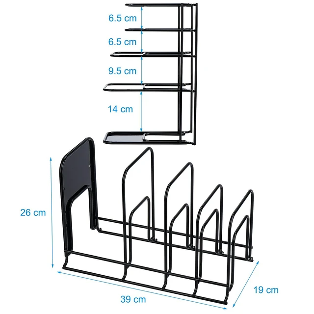Alt view image 2 of 7 - Heavy Duty Pan Organizer,Storgae Rack for Cast Iron Skillets 2 Pack | 5 Tier Pot and Pan Organizer Rack for Cast Iron Skillets, Griddles, Sturdy Steel Construction, No Assembly Required, Black