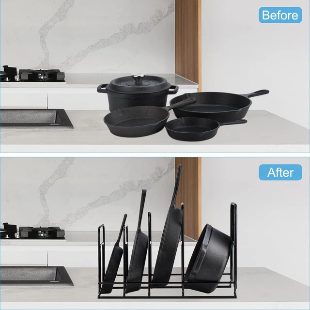 Alt view image 6 of 7 - Heavy Duty Pan Organizer,Storgae Rack for Cast Iron Skillets 2 Pack | 5 Tier Pot and Pan Organizer Rack for Cast Iron Skillets, Griddles, Sturdy Steel Construction, No Assembly Required, Black