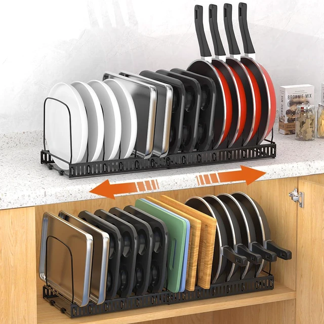 Main image of 2 Pack Cutting Board and Baking Tray Cookie Sheet Organizer | 12"-23" Expandable, 14 Adjustable Dividers, Sturdy Metal Construction, Easy Assembly