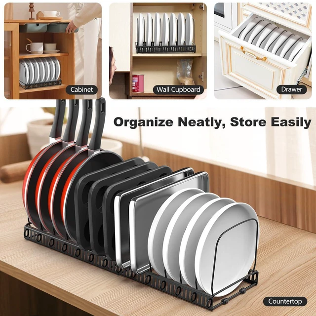 Alt view image 6 of 7 - 2 Pack Cutting Board and Baking Tray Cookie Sheet Organizer | 12"-23" Expandable, 14 Adjustable Dividers, Sturdy Metal Construction, Easy Assembly