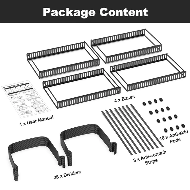 Alt view image 7 of 7 - 2 Pack Cutting Board and Baking Tray Cookie Sheet Organizer | 12"-23" Expandable, 14 Adjustable Dividers, Sturdy Metal Construction, Easy Assembly