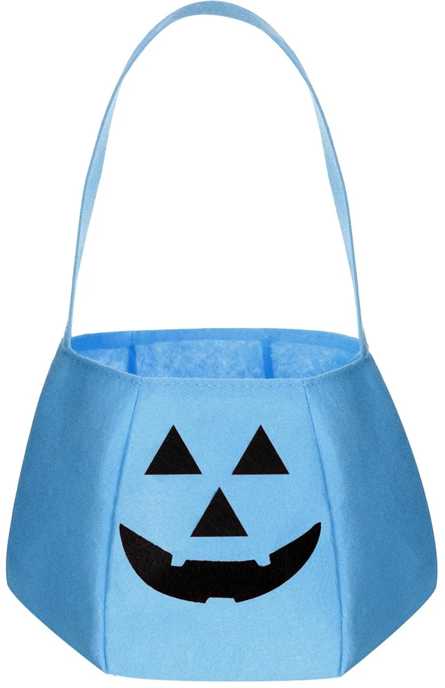 Main image of Halloween Pumpkin Candy Bag Felt Treat Basket, Pastel Blue