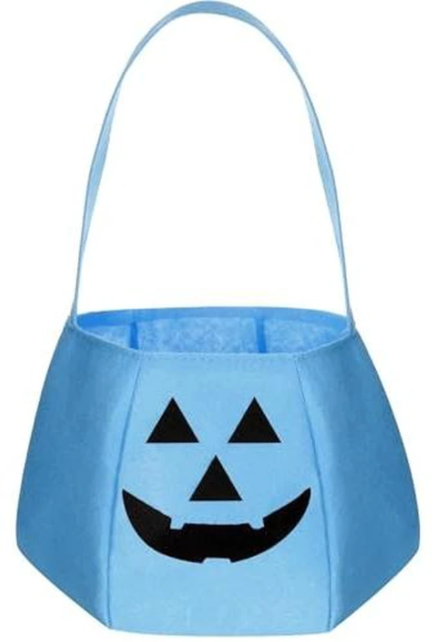 Alt view image 2 of 5 - Halloween Pumpkin Candy Bag Felt Treat Basket, Pastel Blue