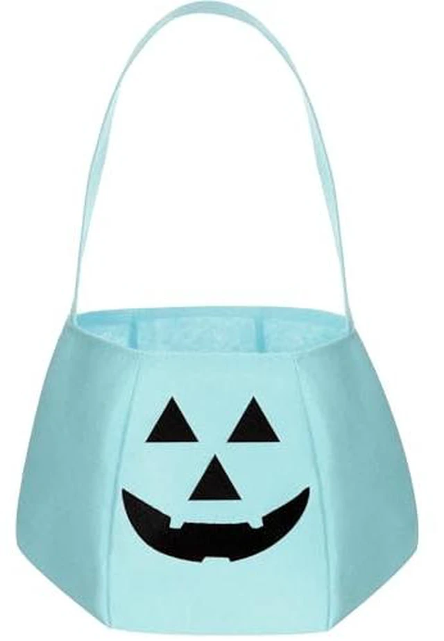 Alt view image 3 of 5 - Halloween Pumpkin Candy Bag Felt Treat Basket, Pastel Blue