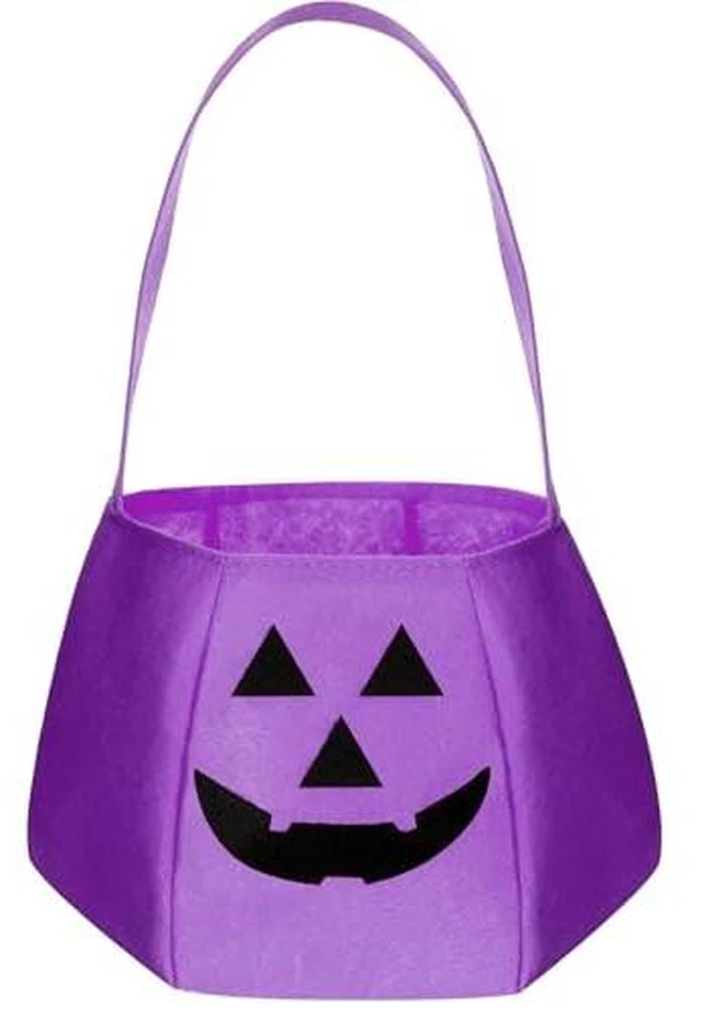 Alt view image 4 of 5 - Halloween Pumpkin Candy Bag Felt Treat Basket, Pastel Blue