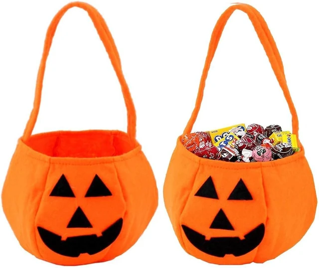 Main image of Halloween Pumpkin Candy Bags Reusable NonWoven Trick or Treat Buckets for Kids, Halloween Party Favors Supplies, Treat Handbag Basket (2 Pack)