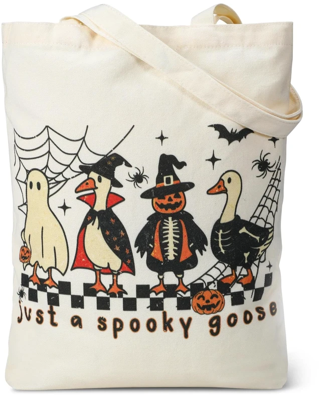 Main image of Halloween Trick or Treat Tote Bags Reusable Canvas Candy Bucket, Halloween Party Favors & Goodie Bags for Kids