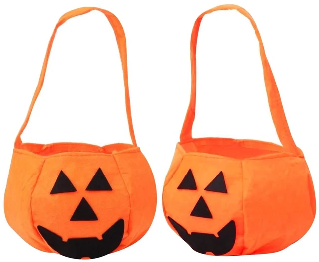 Main image of Halloween Bag Pumpkin Candy Bucket Holder Trick or Treat Basket for Costume | Turdy nonwoven pumpkin basket with handle, spacious design for halloween candy, party favors, and festive decor