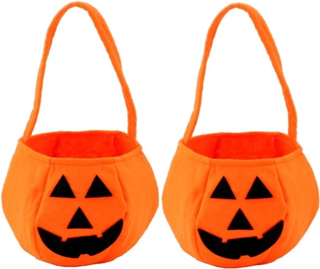 Main image of Halloween Pumpkin Bags for Kids Halloween Trick or Treat Bags 2PCS NonWoven Candy Bags for Halloween,Halloween Pumpkin Bucket Snack Basket Bag