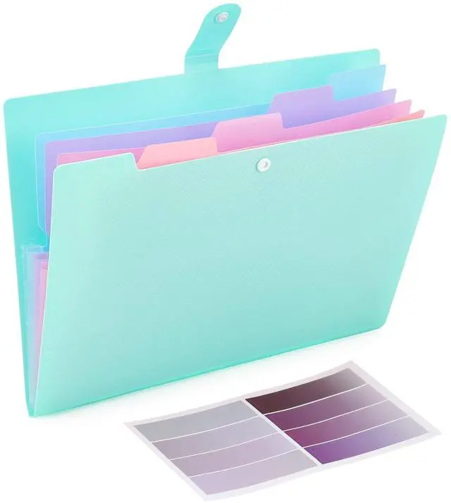 Main image of Expanding File Folder, 5 Pocket Cute Folders with Labels Letter Size Accordion File Organizer Portable Expandable File Folder For Documents Aesthetic Paper Organizer Folder for School Office
