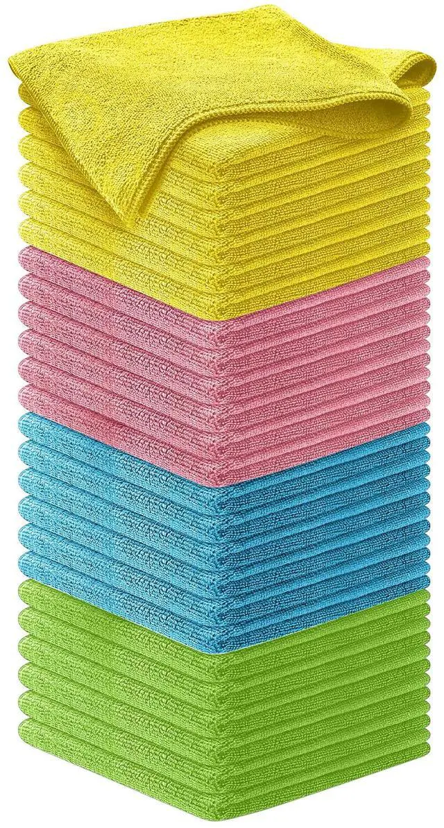 Main image of Microfiber Cleaning Cloth - 8 Pcs 12"x11" - High Performance - 1200 Washes, Ultra Absorbent Towels Weave Grime & Liquid for Streak-Free Mirror (Pack of 8)