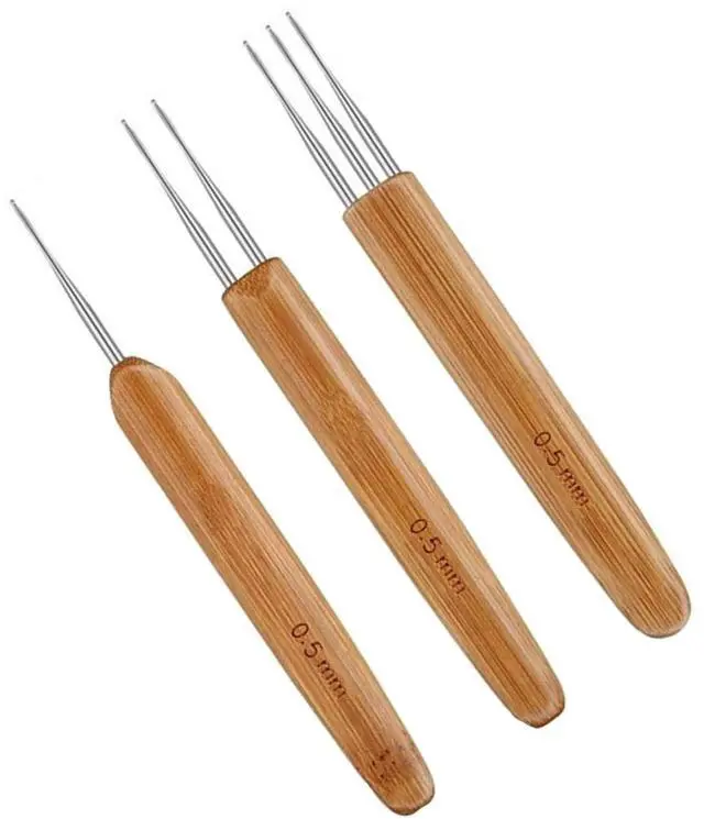 Main image of 3 Pcs Dreadlock Crochet Hooks for Hair 0.5mm | Loc Crochet Needle for Dreads, Dread Corchet Hook for Locs Braid Craft