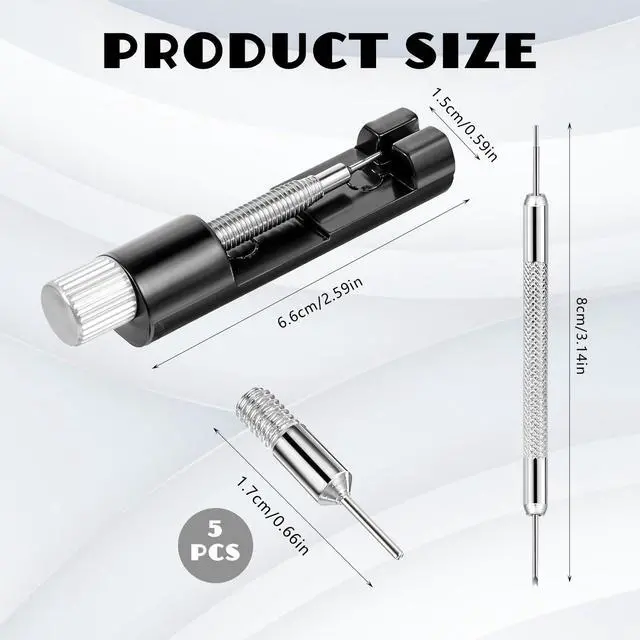 Alt view image 2 of 7 - Watch Link Removal Kit, Adjust and Remove Bracelets Tools with 5 PCS Replacement Pins, Watch Band Pin Remover, Watches Sizing Adjustment Tool Kit for Watches Repair and Sizing