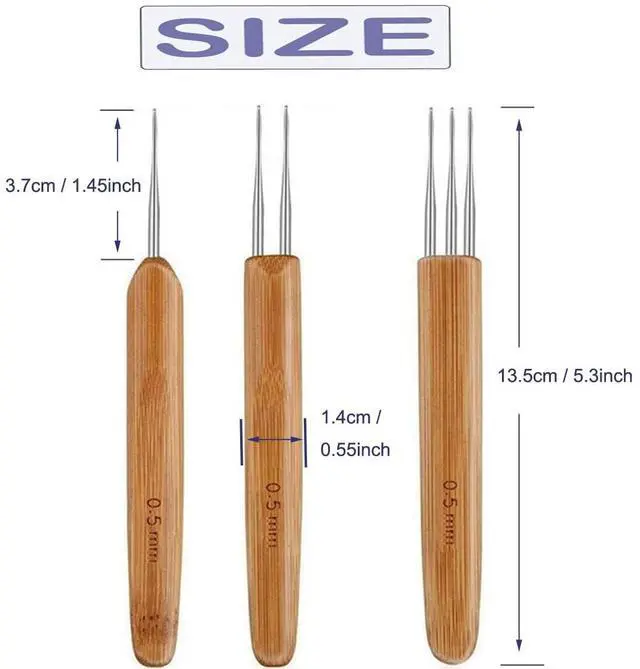 Alt view image 2 of 4 - 3 Pcs Dreadlock Crochet Hooks for Hair 0.5mm | Loc Crochet Needle for Dreads, Dread Corchet Hook for Locs Braid Craft