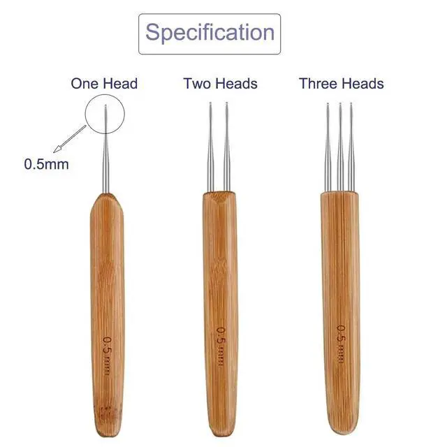 Alt view image 3 of 4 - 3 Pcs Dreadlock Crochet Hooks for Hair 0.5mm | Loc Crochet Needle for Dreads, Dread Corchet Hook for Locs Braid Craft