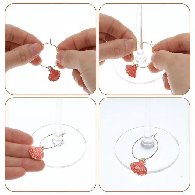 Alt view image 4 of 7 - 30 Pcs Wine Glass Charms, Drink Markers & Identifiers, Summer Beach Themed Wine Charms For Stem Glasses, Funny Wines Glass Markers for Party Decorations