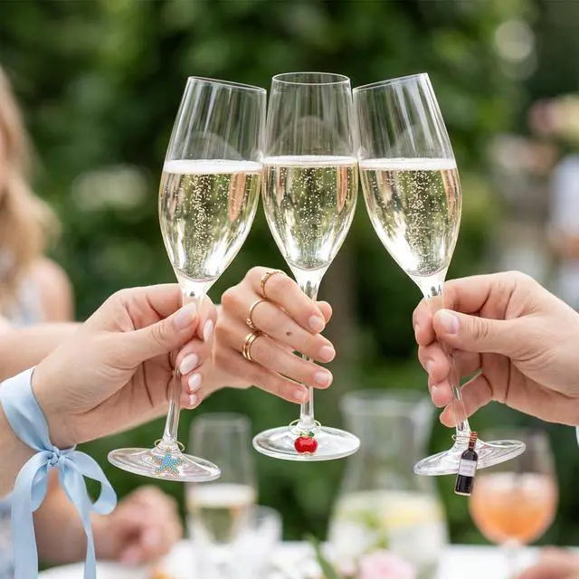 Alt view image 7 of 7 - 30 Pcs Wine Glass Charms, Drink Markers & Identifiers, Summer Beach Themed Wine Charms For Stem Glasses, Funny Wines Glass Markers for Party Decorations