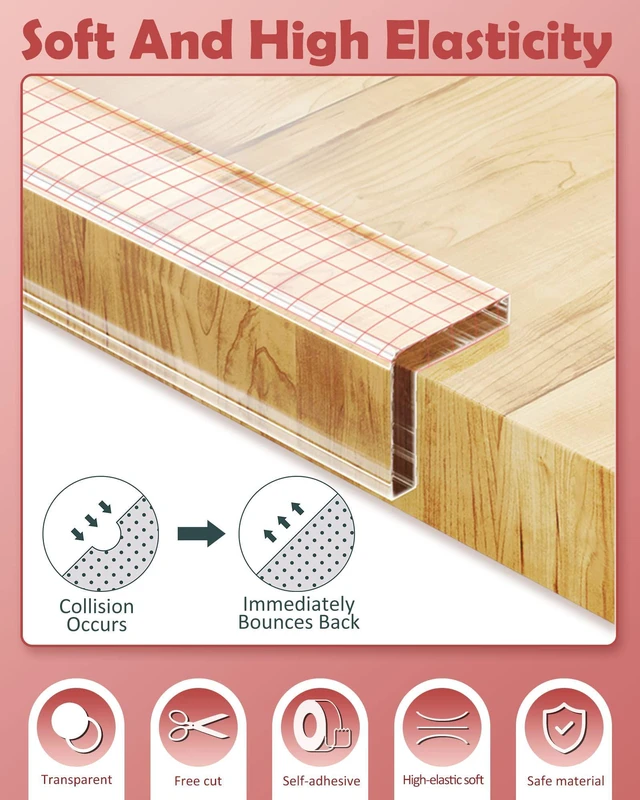 Alt view image 4 of 6 - Corner Protectors Baby Proofing Clear Edge Protector Furniture 3.3ft | Soft Corner Protectors,Clear Edge Protector Strip For Baby Proofing Furniture Cabinets And Tables