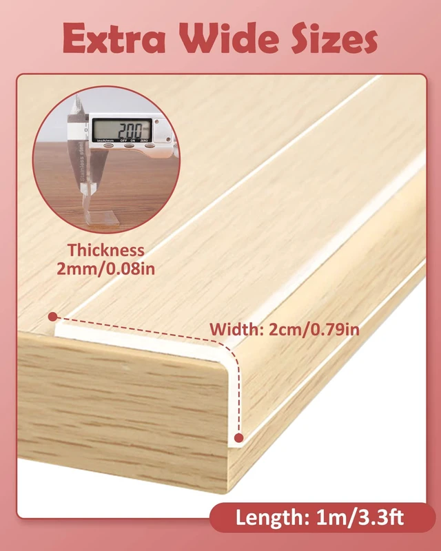 Alt view image 5 of 6 - Corner Protectors Baby Proofing Clear Edge Protector Furniture 3.3ft | Soft Corner Protectors,Clear Edge Protector Strip For Baby Proofing Furniture Cabinets And Tables