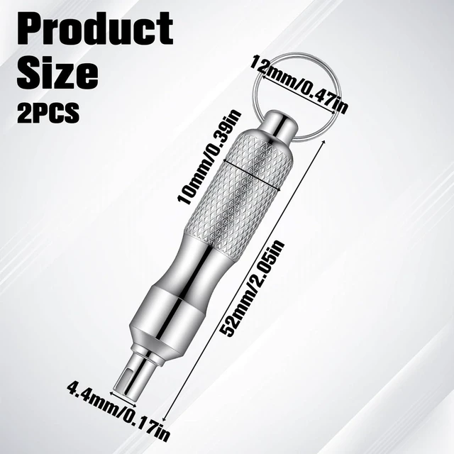 Alt view image 2 of 7 - 2Pcs Valve Core Removal Keychain, Portable Valve Stem Core Remover | Stainless Steel Valve Core Disassembly and Repair Tools for Bicycle, Car, and Motorcycle