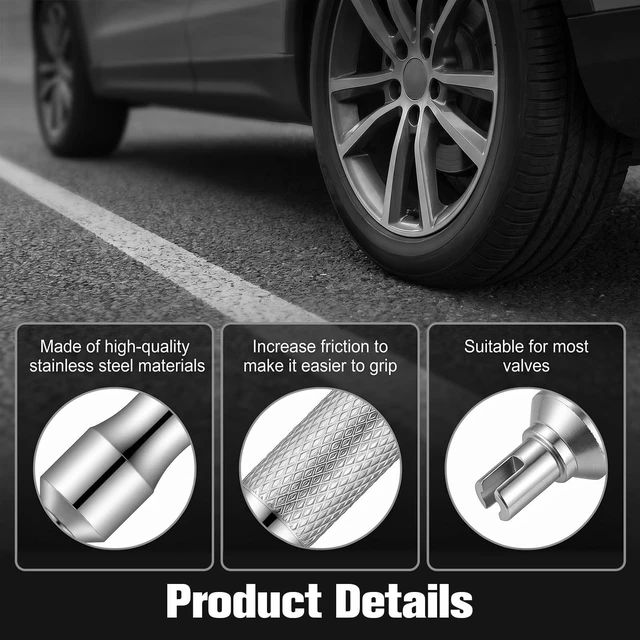 Alt view image 5 of 7 - 2Pcs Valve Core Removal Keychain, Portable Valve Stem Core Remover | Stainless Steel Valve Core Disassembly and Repair Tools for Bicycle, Car, and Motorcycle