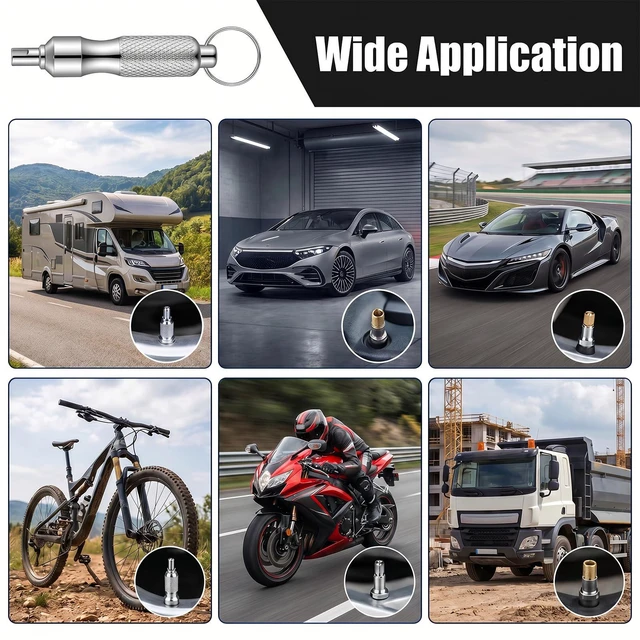 Alt view image 7 of 7 - 2Pcs Valve Core Removal Keychain, Portable Valve Stem Core Remover | Stainless Steel Valve Core Disassembly and Repair Tools for Bicycle, Car, and Motorcycle