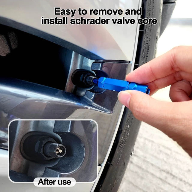 Alt view image 4 of 7 - Bicycle Valve Core Remover Tool Kit Universal Bike and Car Valve Core Repair Tightening Tool and 12pcs Valve Cores Replacement Compatible with Presta and Schrader Valve - Blue