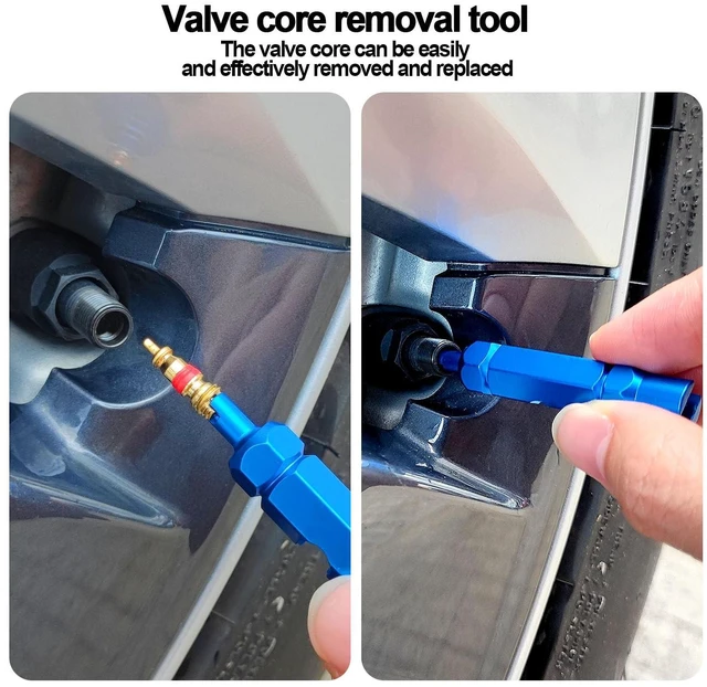 Alt view image 6 of 7 - Bicycle Valve Core Remover Tool Kit Universal Bike and Car Valve Core Repair Tightening Tool and 12pcs Valve Cores Replacement Compatible with Presta and Schrader Valve - Blue