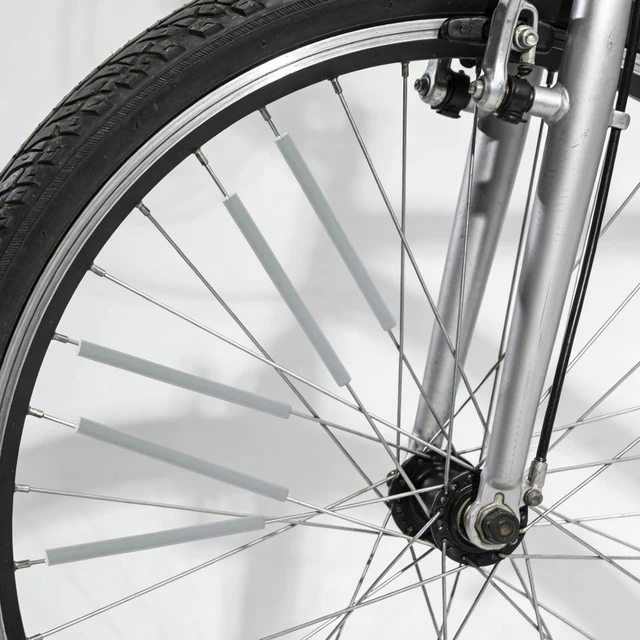 Alt view image 5 of 5 - 36 Pack 3.1 x 0.2 Inch Grey Spoke Reflectors for Bicycles | ABS Reflective Clips, 360° Visibility, Night Safety, Fits Mountain & Road Bikes