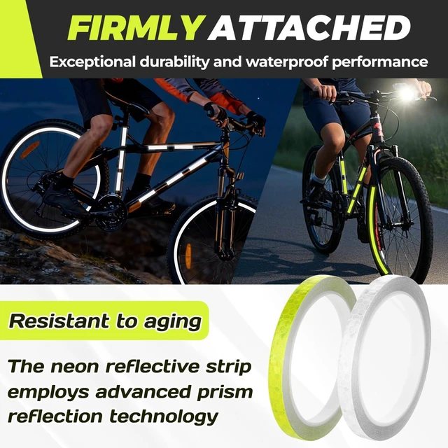 Alt view image 5 of 7 - Reflective Tape,0.4'' x 26ft Thin Reflective Tape for Bikes,Waterproof Self-Adhesive Reflective Strip Roll,Outdoor High Visibility Safety Warning Glow for Vehicles Bike Scooter Helmet (White)
