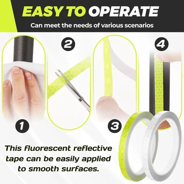 Alt view image 3 of 7 - Reflective Tape,0.4'' x 26ft Thin Reflective Tape for Bikes,Waterproof Self-Adhesive Reflective Strip Roll,Outdoor High Visibility Safety Warning Glow for Vehicles Bike Scooter Helmet (White)