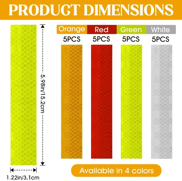 Alt view image 2 of 7 - 20-Pack Type B Reflective Tape | Weatherproof adhesive; high reflectivity; for cars, trucks, trailers, bikes