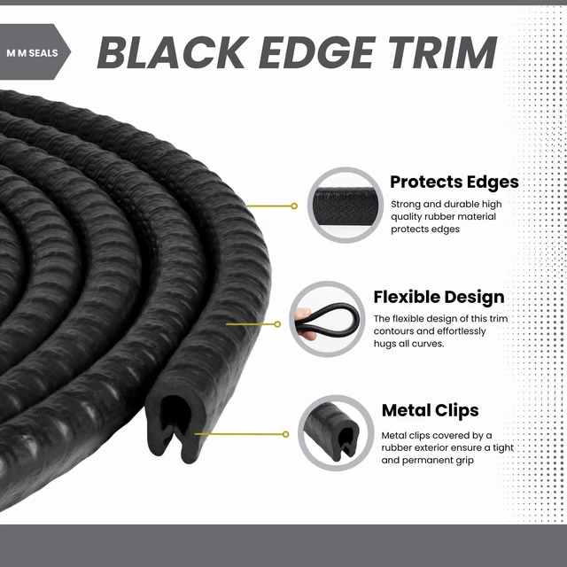 Alt view image 3 of 6 - Trim Black Small, Fits Edge 1/16 to 1/8 Inch, Length 10 Feet (3 Meter)