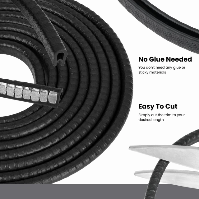 Alt view image 4 of 6 - Trim Black Small, Fits Edge 1/16 to 1/8 Inch, Length 10 Feet (3 Meter)