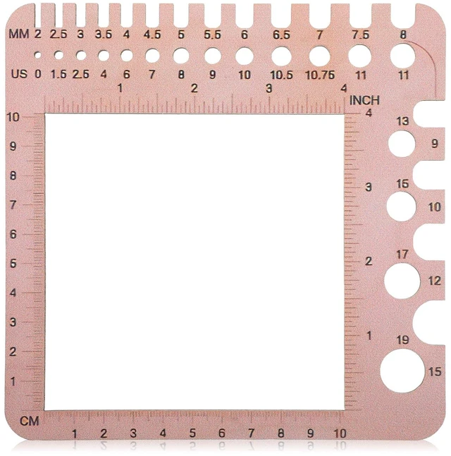 Main image of Wooden Knitting Needle Gauge Measuring Crochet Tool Gauge Measuring Tool Ruler Needle Sizer Stitch Counter Spinner Yarn Knitting Accessories for Craft