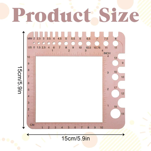 Alt view image 2 of 7 - Wooden Knitting Needle Gauge Measuring Crochet Tool Gauge Measuring Tool Ruler Needle Sizer Stitch Counter Spinner Yarn Knitting Accessories for Craft